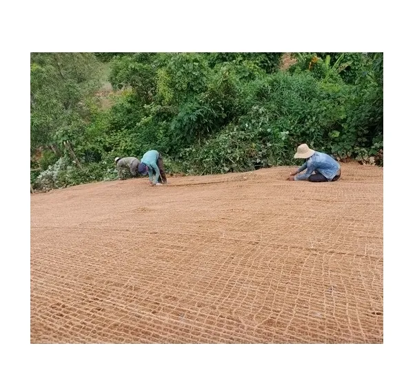 土壌の浸食と土地の滑りを制御するために使用されるココナッツ繊維から100% 天然のグローバルコイアネットに輸出