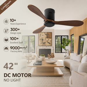 42 Inch Solid Wood <b>Ceiling</b> Fan No <b>Light</b> <b>Remote</b> <b>Control</b> DC Motor Modern <b>Ceiling</b> Fan for Bedroom Apartment Living Room - Product Image 1