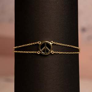 NOVAMART Fine Silverings 925 Sterling <b>Silver</b> <b>Charm</b> <b>Bracelet</b> with Black Onyx & Gold 'Peace Out' Design Wholesale Export - Product Image 2