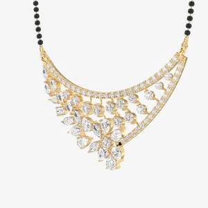 Women's 14K Gold Mangalsutra <b>Necklace</b> with Moissanite Diamond Elegant 14K Gold Women's <b>Necklace</b> Featuring Moissanite Diamond - Product Image 2