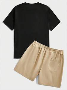 Ropa deportiva de verano con logotipo personalizado para hombre, Conjunto de camiseta de manga corta de estilo Vintage, ropa informal transpirable - Product Image 4