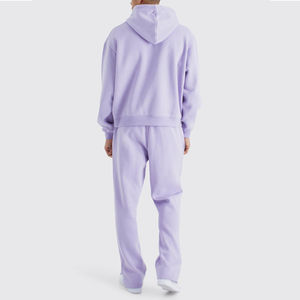 Ensemble de survêtement évasé délavé à l'acide de haute qualité, 100 % coton, col à capuche, grande taille, séchage rapide, respirant, pour la saison hivernale - Product Image 2