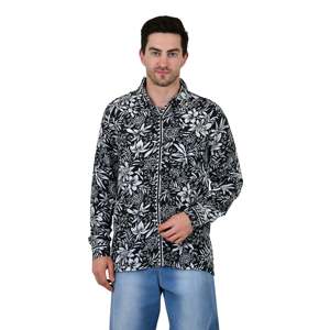 Chemise habillée élégante à manches longues pour homme, coupe ajustée, en popeline de soie mélangée, col boutonné, XL - Édition limitée, surchemise de plage - Product Image 3