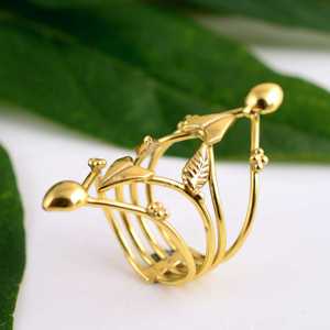 2026 Latest Boho Leaf Armor <b>Ring</b> Tribal Brass <b>Rings</b> for Women 18k Gold Plated Floral Swirl <b>Statement</b> <b>Ring</b> for Wholesale/OEM/ODM - Product Image 5
