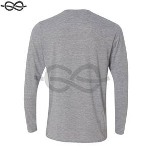 T-shirt à manches longues personnalisable pour homme, en polyester/coton tissé, séchage rapide, compression, taille 2XL, gris sport, pour la salle de sport - Product Image 5