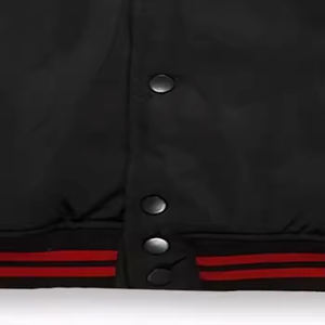 2025 nouveauté couleur noire unie veste de baseball pour hommes Logo personnalisé tissu respirant grande taille veste universitaire pour hommes - Product Image 5