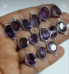 Nouvelle arrivée améthyste lunette charme 9x12mm améthyste plaqué or lunette connecteur de réglage pour pierre de naissance cadeau fabrication de bijoux - Product Image 1