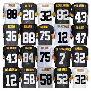 Maillots de football américain rétro cousus à l'ancienne Steeler 12 Bradshaw 32 Harris 36 Bettis 43 Polamalu 47 Blount 52 Webster 75 Greene - Product Image 5