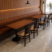 Ensemble de meubles de restaurant style Japandi, table à manger en placage de noyer naturel, 2 chaises, banquette pour restaurant, café