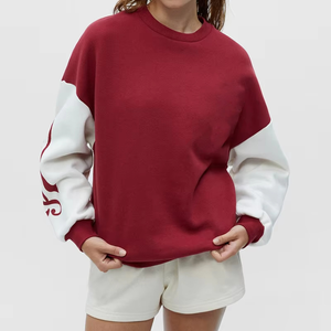 High Quality Casual <b>Pink</b> Cotton Fleece Embroidery Crew Neck <b>Sweatshirt</b> Embroidered Crewneck <b>Sweatshirt</b> for Women - Product Image 4