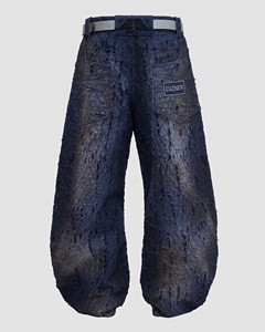 DiZNEW Custom Y2K <strong>Baggy</strong> <strong>Jeans</strong> <strong>Mens</strong> Distressed Flame Skull Jacquard Wide Leg Denim Pants OEM Gothic Streetwear Opium Trousers - Product Image 2