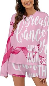 T-Shirt à manches courtes pour femmes taille XL Shorts ensemble de pyjama mignon lettre graphiques vêtements de nuit tricotés thermiques pour l'automne taille élastique - Product Image 6