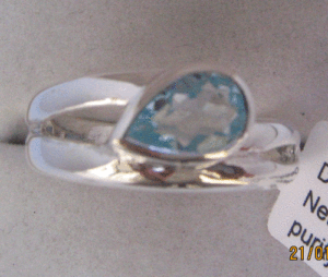 Anillo de Topacio Azul Cielo Natural para Mujer Shah Gems, Plata de Ley 925, Gema Geométrica, Bañado en Platino y Rodio, para Uso Diario - Product Image 1
