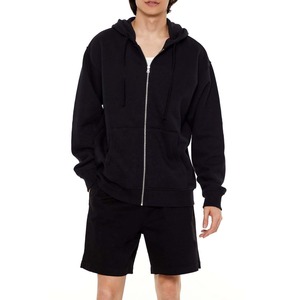 2025 hommes été couleur unie à capuche ensemble court 2 pièces personnalisé Streetwear respirant hommes fermeture éclair sweats à capuche Shorts ensembles OEM entretenu - Product Image 1