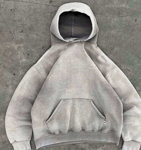 Personnalisé Rétro Gris Surdimensionné Hommes 100% Coton Poids Lourd Hommes Soleil Délavé 400Gsm Blanc Lavage À L'acide Vintage Pull À Capuche - Product Image 5