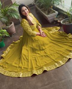 Dupatta-vestido de fiesta con tela de Georgette para mujer, vestido de boda de diseñador - Product Image 3