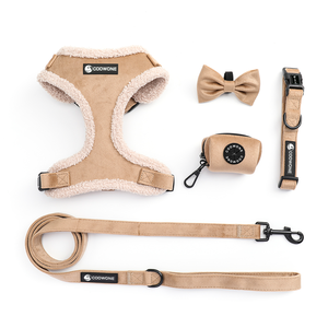 Kerah anjing mewah dipersonalisasi beludru Teddy pengekang anjing French Bulldog Sherpa Set <span class=keywords><strong>Harness</strong></span> hewan peliharaan perlengkapan hewan peliharaan - Product Image 2