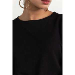 Suéter Corto Básico de Punto para Mujer, Estilo Vintage Negro con Botones y Rayas, Bordado Parcial 224-216-305, Top Casual para Otoño - Product Image 3