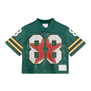 Wholesale 100% Polyester Sublimated <b>Cropped</b> Retro Soccer Jersey Streetwear Oversized American Mesh Jersey Football Jersey - Product Image 2
