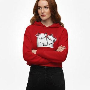 Hoodie court pour femme inspiré du streetwear, fabrication OEM personnalisée, tissu molletonné 100% coton doux, option de logo sur le devant, pour un usage quotidien décontracté - Product Image 1