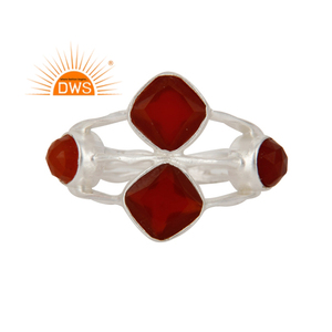 Último diseño de plata esterlina fina, anillo de declaración de piedras preciosas de ónix rojo Natural, joyería para mujer, regalo para ella - Product Image 1
