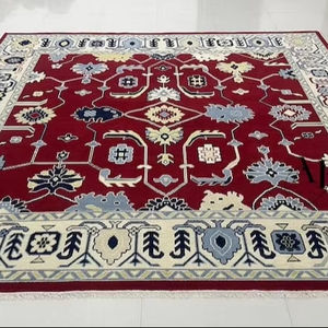 Tapis carrés en coton 10x10 11x11 faits à la main ensemble de chemin de prière rouge abstrait salon maison hôtel haute qualité quantité minimale de commande personnalisé 1 pièce - Product Image 1