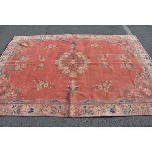 Vintage <b>Turkish</b> <b>Rug</b> Eco Friendly Traditional Beige 6.3 X 9 ft Wool Patchwork Design Dining Room Rectangle Model Latex Backing - Product Image 3