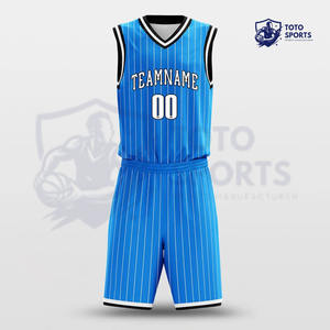 Tenue de sport de basketball professionnelle, respirante, légère, confortable, sans manches, de couleur bleue, au meilleur design et au meilleur service. - Product Image 3
