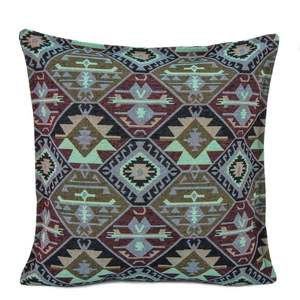 45x45 cm Goblen Kilim Minder Bordo-Yeşil Cojín decorativo Geométrico portátil para sala de estar Dormitorio Lana Yute Verde Navidad - Product Image 1