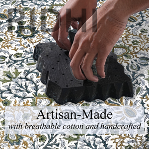 Housse de coussin décorative Ridhi, en coton indigo fait main, à volants floraux, style western, imprimé en bloc, amovible et lavable - Product Image 2