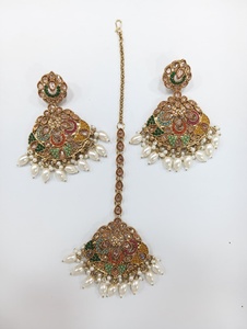 Gargantilla nupcial Joyería Gargantilla de cristal indio Conjunto de collar para mujer Fabrica joyería al por mayor, - Product Image 2