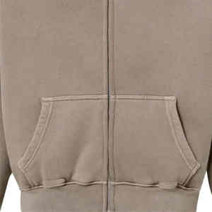 Sweat à capuche surdimensionné de haute qualité pour hommes avec fermeture à glissière à l'acide personnalisé couleur unie poids lourd thermique goutte épaule sweat à capuche - Product Image 5