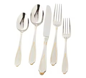 Ensemble de couverts de luxe en métal argenté poli de première qualité en acier inoxydable cuillère fourchette couteau vaisselle pour Table à manger - Product Image 6