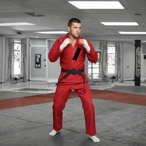 Ensemble de Kimono de Jiu-Jitsu et de Judo Rouge Premium, Tissage Perlé Lourd, Séchage Rapide, Uniforme d'Arts Martiaux avec Coutures Renforcées - Product Image 4