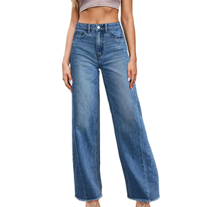 Pantalones vaqueros holgados de estilo Hip Hop para mujer, ropa de calle vintage alta con logotipo personalizado, Vaqueros holgados lavados medios, pierna ancha recta de alta calidad - Product Image 2