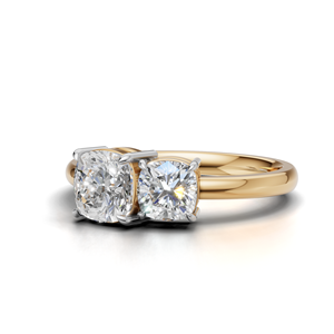 IGI Certified Lab Grown Diamond Toi Et Moi <b>Ring</b> 18K Yellow / White & Rose Gold Cushion Shape Engagement <b>Ring</b> for Women - Product Image 3