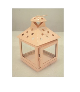 Mini lanterne à bougie de Noël de décoration de mariage en métal Mini lanterne en métal de couleur jaune - Product Image 6