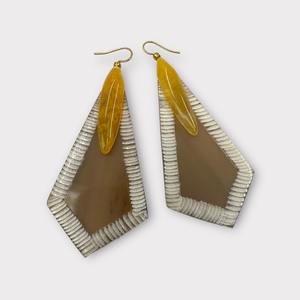 ต่างหูทำด้วยมือหรูหราสำหรับผู้หญิงทำจากเขาวัวขัดมันด้วยเพชรมุกสไตล์ใหม่งานฝีมือธรรมชาติที่ได้แรงบันดาลใจจากสัตว์เครื่องประดับขายดี - Product Image 1