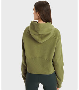 Veste d'entraînement chaude décontractée pour femmes sweats à capuche doublés en polaire d'hiver sweats en coton à fermeture éclair complète avec poches - Product Image 2