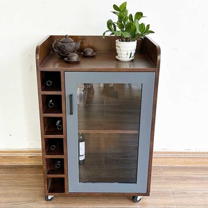 Natural Wood Solid <b>Wine</b> Cabinet Portable Mini - Product Image 4