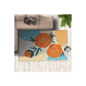 Alfombra clásica de poliéster con figura de Rosa naranja, alfombra Rectangular impresa Digital para pasillo y entrada para sala de estar - Product Image 3