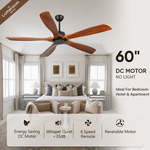 Large Wood Ceiling <b>Fan</b> with <b>Remote</b> <b>Control</b>,60 Inch Modern Ceiling <b>Fan</b> No Light,Quiet DC Motor Ceiling <b>Fan</b> - Product Image 2