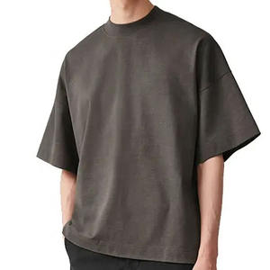 2025 hommes décontracté à manches courtes 100% coton T-Shirt col rond motif solide respirant Jersey goutte conception vierge le plus populaire OEM - Product Image 3