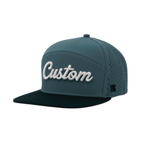 ODM OEM Custom Embroidered Logo 6 Panel Laser Cut Hole Perforated <b>Hats</b> <b>Flat</b> Brim Two Tone Waterproof Golf <b>Cap</b> For Outdoor Sports - Product Image 2
