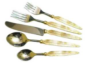 Juego de cubiertos de acero inoxidable con mango de hueso, herramientas para ensalada, respetuoso con el medio ambiente, Apto para lavavajillas, juego de cubiertos para restaurante y Hotel de alta calidad - Product Image 2