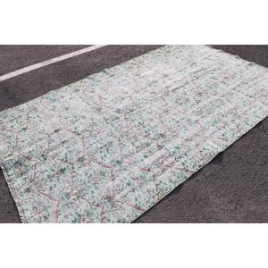 พรมวินเทจขนาด 5.6x9.1 ฟุต ลายดอกไม้สีเขียว พรมขนสัตว์ตุรกี - Product Image 4