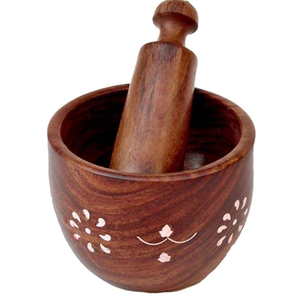 Mortero y Maja de madera Logotipo personalizado Utensilios de cocina Precio barato Tamaños personalizados Gran oferta Mortero y Maja de madera maciza - Product Image 2