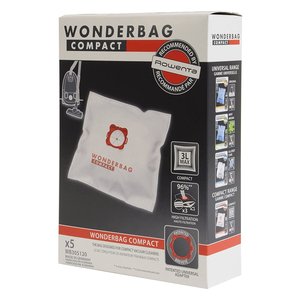 WONDERBAG Compact pour sacs de rechange pour aspirateur Rowenta, 5 pièces, en plastique, pièces électriques manuelles, Clean Gas WB305120 - Product Image 2