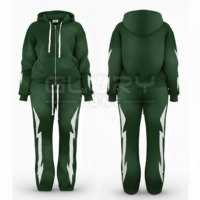Sudaderas con capucha y pantalones acampanados con cremallera para hombre 100% algodón lavado ácido logotipo personalizado conjuntos de 2 piezas para hombre chándal informal para hombre