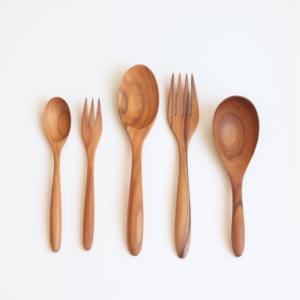 La mejor opción, artículos planos naturales, cubiertos de madera, juego de cubiertos de madera sostenible, el precio más barato de Vietnam - Product Image 2